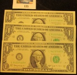 (3) Series 1963B L-F One Dollar Federal Reserve Scarce 