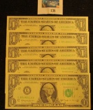 (5) Series 1963B L-F One Dollar Federal Reserve Scarce 