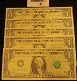 (4) Series 1969 Consecutive Serial numbered J-A One Dollar Federal Reserve Notes with consecutive se