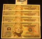 (4) $1,000,000 Marilyn Monroe Fantasy Notes. All Crisp Uncirculated.