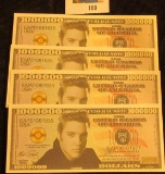 (4) $1,000,000 Elvis Presley Fantasy Notes. All Crisp Uncirculated.