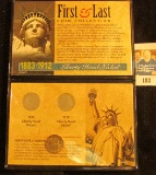 First & Last Coin Collection Liberty Head Nickels in a special holder; & 1890 Gold-plated Liberty Ni