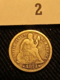 1873 S Liberty Seated Dime.