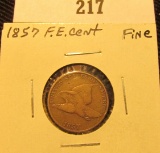 1857 U.S. Flying Eagle Cent,Fine.