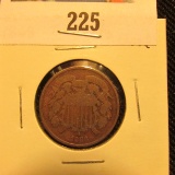 1868 U.S. Civil War Two Cent Piece, Good.