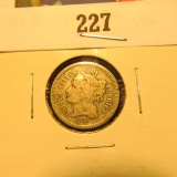 1868 U.S. Three Cent Nickel, VG.