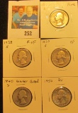 Washington Silver Quarter Lot: 1937 S Fine, 38 S F-VF, 40 D Good, & 50 P BU.