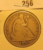 1870 S Seated Liberty Half Dollar, Good -VG.