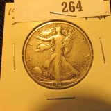 1929 D Walking Liberty Half Dollar, Fine-VF.