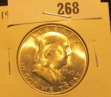 1949 D Franklin Half Dollar, Almost Uncirculated.