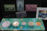 1800-1950 four piece set of Commemorative U.S. Three Cent Stamps in Mint condition; & a 1963 P Gem B