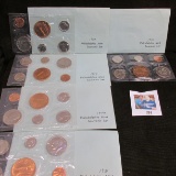 1977, 79, 81, 82, & 83 Philadelphia Mint Souvenir Sets in original cellophane and envelopes, complet