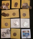 (10) 1946P, (6) S, (2) 47D, 48D, (11) 49P, 50D, 51D, & 52S circulated Lincoln Cents; 1964 D & 74 P K