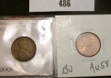 1911 P & 19 P Lincoln Cents, both grade Almost Uncirculated.