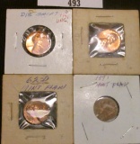 (4) Different Major Mint Error Lincoln Cents, die shift, laminated planchet, cud, and clip.