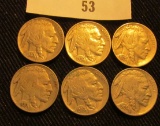 (6) 1930 S Buffalo Nickels. All full horn VF.