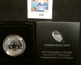 2015 P United States Marshals Service 225th Anniversary Proof .900 Fine Silver Dollar in original bo