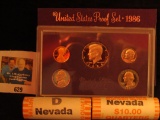 1986 S U.S.Proof Set Original as issued; 2006 P & D Original BU Rolls of Nevada Statehood Quarters,