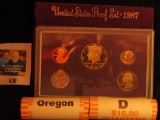 1987 S U.S.Proof Set Original as issued; 2005 P & D Original BU Rolls of Oregon Statehood Quarters,