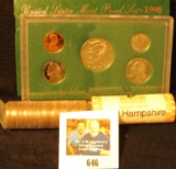 2000 P & D New Hampshire Statehood Quarters, (80 coins in rolls); & 1998 S U.S. Proof Set, original
