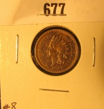 1862 Copper-nickel Indian Head Cent, EF with light purple toning.