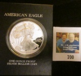 2000 S Proof American Eagle Silver Dollar in original box of issue.