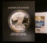 2000 S Proof American Eagle Silver Dollar in original box of issue.