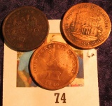 (3) Old Canada Bank Tokens dating 1820-1841.