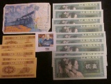 (10) Crisp Uncirculated China - Zhongguo Renmin Yinhang 2 Erjiao 1980 Banknotes; (6) 1953 China note