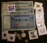 A nice accumulation of German Coins and Banknotes, includes a 1951 Silver Five Mark.