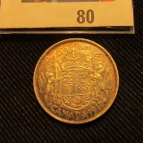 1941 Canada Silver Half Dollar, lightly toned EF-AU.