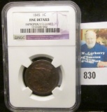 1845 U.S. Large Cent NGC slabbed 