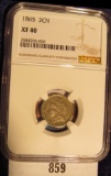 1865 U.S. Three Cent Nickel, NGC slabbed 