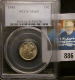 1945 P U.S. Mercury Dime PCGS slabbed 