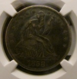 1858 Seated Liberty Half Dollar NGC slabbed 