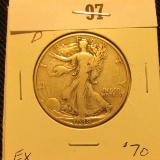 1938 D Key Date Walking Liberty Half Dollar. Fine.