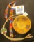 1930 era fired Clay Indian Tourist Bowl; Thunderbird design Beaded Indian Bolo Tie; & a repaired tou