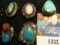 (5) Sterling Silver Ladies Rings with Turquoise, Coral, or Mother-of-pearl sets. 'Doc' had these pri