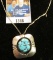 Sterling Silver and Turquoise Pendant with silver necklace, Artist signed R. Jackson. 'Doc' valued a