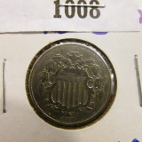 1867 No Rays Shield Nickel