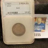 1801 Spanish Colonies-Mexican Silver 2 Reales Coin Graded By NNC