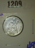 1889-S Seated Liberty Dime With All The Letters In Liberty Visible