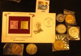 Medal Lot Includes Thomas Edison Gold Stamp First Day Cover, Ronald Reagan Medal, State Of Georgia B