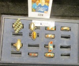 Group of (10) Old Silver rings with various sets, turquoise, Mother-of-Pearl, or coral. 'Doc' had th