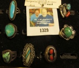 (7) Sterling Silver Ladies Rings with Turquoise, Coral, or Mother-of-pearl sets. 'Doc' had these pri