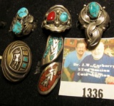 (5) Large Sterling Silver Ladies Rings with Turquoise and/or Coral sets. 'Doc' had these priced at $