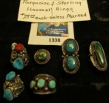 (6) Large Sterling Silver Ladies Rings with Turquoise or Coral sets. 'Doc' had these priced at $75 e