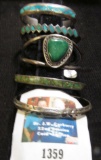 (5) Sterling Silver Bracelets, some with various inlayed Stones including Turquoise & Malacite. (5x