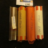 1940P, 42P, 42D, & 44P Solid date rolls of Lincoln Cents. (4 rolls total)