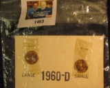 Set of (2) Proof Lincoln Cents 1960P & D, small and large Date.